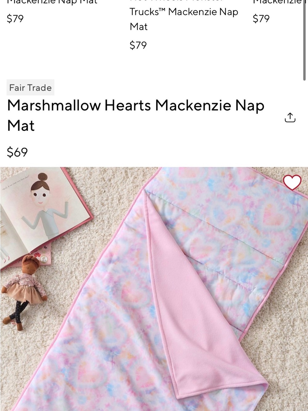 Pottery Barn Kids Pastel Tie-Dye Nap Mat with Pink Backing
